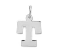 Abalorio de oro blanco de 12 mm y 10 quilates con letra de bloque pequeño, con inicial en T, personalizable, One Size, Metal Oro blanco Oro Metal Oro blanco, No es una piedra preciosa