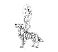 Abalorio de perro Golden Retriever de plata 925 compatible con abalorios Pandora, Trollbeads, Chamilia, Biagi y muchas otras pulseras del Reino Unido.