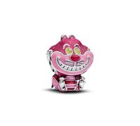 Abalorio de personaje de gato sonriente rosa de plata de ley 925 compatible con abalorios Pandora, Trollbeads, Chamilia, Biagi y muchas otras pulseras de abalorios del Reino Unido.