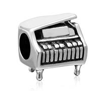 Abalorio de piano de plata de ley 925 con texto en inglés "I Love Music" para pulsera Pandora, Plata de ley Plata