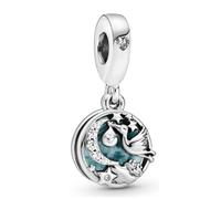 Abalorio de plata 925 con diseño de cigüeña y estrellas centelleantes y luna, compatible con pulseras Pandora, Trollbeads, Chamilia, Biagi y muchas otras pulseras del Reino Unido., S, Metal, No es una