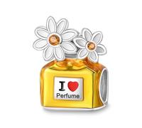 Abalorio de plata 925 con diseño de flor amarilla compatible con abalorios Pandora, Trollbeads, Chamilia, Biagi y muchas otras pulseras del Reino Unido., S, Metal, No es una piedra preciosa
