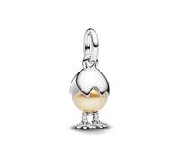 Abalorio de plata 925 con diseño de huevo agrietado de Pascua, compatible con abalorios Pandora, Trollbeads, Chamilia, Biagi y muchas otras pulseras del Reino Unido., S, Metal, No es una piedra