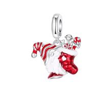 Abalorio de plata 925 con diseño de Navidad compatible con abalorios Pandora, Trollbeads, Chamilia, Biagi y muchas otras pulseras del Reino Unido.