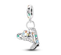 Abalorio de plata 925 con diseño de sombrero de vaquero y botas de vaquero de colores occidentales, compatible con pulseras Pandora, Trollbeads, Chamilia, Biagi y muchas otras pulseras del Reino