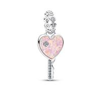 Abalorio de plata 925 con forma de corazón rosa compatible con abalorios Pandora, Trollbeads, Chamilia, Biagi y muchas otras pulseras del Reino Unido.