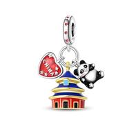 Abalorio de plata 925 con símbolos de China compatible con abalorios Pandora, Trollbeads, Chamilia, Biagi y muchas otras pulseras del Reino Unido.