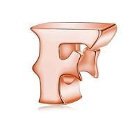 Abalorio de plata de ley 925 auténtica con letra inicial A-Z del alfabeto compatible con pulseras Pandora (letra F de oro rosa