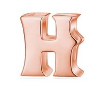 Abalorio de plata de ley 925 auténtica con letra inicial A-Z del alfabeto compatible con pulseras Pandora (letra H de oro rosa)