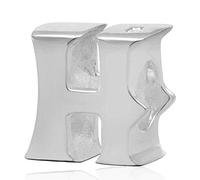 Abalorio de plata de ley 925 con dije del alfabeto, letra inicial H, dije de aniversario, compatible con pulseras Pandora (H)