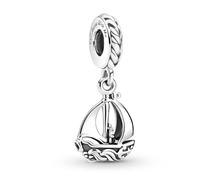 Abalorio de plata de ley 925 con diseño de barco de vela compatible con abalorios Pandora y muchas otras pulseras del Reino Unido., Metal