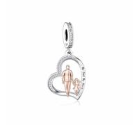 Abalorio de plata de ley 925 con diseño de corazón "My Hero" para padre, hija, abuelo, compatible con pulseras Pandora Charm Moments, 1 x 1 cm, Metal