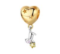 Abalorio de plata de ley 925 con diseño de gato y estrella, para pulsera Pandora