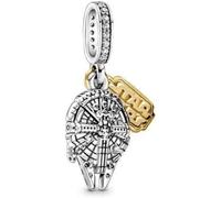 Abalorio de plata de ley 925 con diseño de halcón milenio de Star Wars, compatible con abalorios Pandora, Trollbeads, Chamilia, Biagi y muchas otras pulseras del Reino Unido., Plata de ley