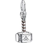 Abalorio de plata de ley 925 con diseño de martillo de Thor de Marvel, compatible con abalorios Pandora y muchas otras pulseras del Reino Unido., Metal