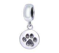 Abalorio de plata de ley 925 con diseño de pata de perro, dije de animal para cumpleaños y pulsera Pandora (C)