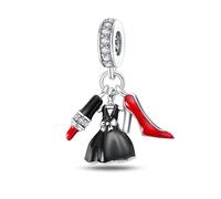 Abalorio de plata de ley 925 con diseño de tacón, para pulsera Pandora, plata de ley, Plata de ley