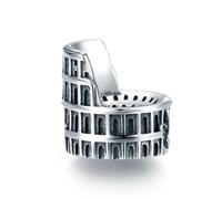 Abalorio de plata de ley 925 con diseño de torre del Coliseo de Notre-Dame de París, dije de casa de la Biblia, dije de Navidad para pulsera Pandora, talla única, Plata de ley