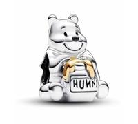 Abalorio de plata de ley 925 con diseño de Winnie The Pooh del 100 aniversario de Disney, compatible con abalorios Pandora y muchas otras pulseras del Reino Unido., Metal