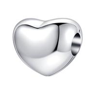 Abalorio de plata de ley 925 con forma de corazón para pulsera Pandora, Plata de ley, Sin piedra