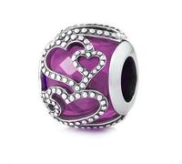 Abalorio de plata de ley 925 con forma de corazón, talla única, Plata de ley, No es una piedra preciosa