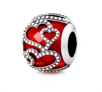 Abalorio de plata de ley 925 con forma de corazón, talla única, Plata de ley, No es una piedra preciosa