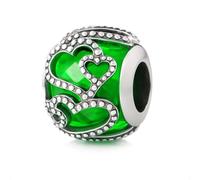 Abalorio de plata de ley 925 con forma de corazón, talla única, Plata de ley, No es una piedra preciosa