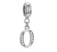 Abalorio de plata de ley 925 con letra inicial A-Z y cristal del alfabeto, compatible con pulseras europeas y collares (letra O)