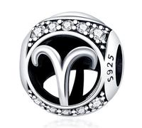 Abalorio de plata de ley 925 con signo de estrella, para cumpleaños, nacimiento, mes, fecha, horóscopo, constelación, compatible con pulseras Pandora, Metal Plata de ley, No es una piedra preciosa