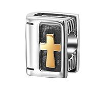Abalorio de plata de ley 925, diseño de cruz cristiano, religión, para pulseras Pandora