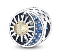 Abalorio de plata de ley 925 para madre e hija, diseño de ángel, hermana, luna, estrella, sol, flor, compatible con pulseras Pandora, Metal