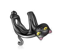 Abalorio de plata de ley 925 para pulseras Pandora, dijes de gato negro de dibujos animados para mujer, niña, joyería, regalos, cuenta colgante