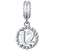 Abalorio de plata de ley 925 para pulseras y collares de Pandora, 16, 17, 18, 19, 20, 21, 22, 24, 25, 26, 30, 32, 33, 35, 37, 40, 49, 50, 88, 99. Para cumpleaños/aniversario. y/Números significativos