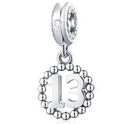 Abalorio de plata de ley 925 para pulseras y collares de Pandora, 16, 17, 18, 19, 20, 21, 22, 24, 25, 26, 30, 32, 33, 35, 37, 40, 49, 50, 88, 99. Para cumpleaños/aniversario. y/Números significativos