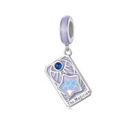 Abalorio de plata de ley con diseño retro de Tarot para pulseras Pandora, collares, joyas, regalos para mujeres, talla única, Plata de ley, Circonita cúbica