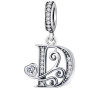 Abalorio de plata de ley S925 con letra compatible con Pandora, pulsera con inicial del alfabeto, joyería de regalo para mujer, 4.8mm-5.0mm, Circonita cúbica