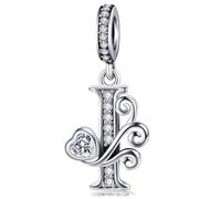 Abalorio de plata de ley S925 con letra compatible con Pandora, pulsera con inicial del alfabeto, joyería de regalo para mujer, 4.8mm-5.0mm, Circonita cúbica