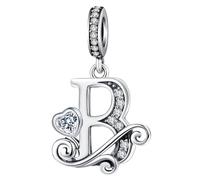 Abalorio de plata de ley S925 con letra compatible con Pandora, pulsera con inicial del alfabeto, joyería de regalo para mujer, 4.8mm-5.0mm, Circonita cúbica