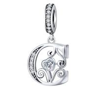 Abalorio de plata de ley S925 con letra compatible con Pandora, pulsera con inicial del alfabeto, joyería de regalo para mujer, Plata de ley, Circonita cúbica