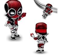 Abalorio de plata de ley S925 de Deadpool compatible con abalorios Pandora, Trollbeads, Chamilia, Biagi y muchas otras pulseras del Reino Unido., Metal