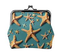 Abalorio de playa con estampado de estrella de mar y monedero versátil, exquisita cartera impermeable con cierre de beso para llaves y tarjetas