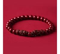 Abalorio de riqueza, pulsera Feng Shui, pulsera doble Pixiu, pulsera de piedra de cristal de cinabrio natural, pulsera de dragón Pi Yao, amuleto de buena suerte, pulsera de cuarzo de cristal de Chakra
