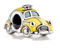 Abalorio de taxi amarillo de Nueva York de plata de ley 925, compatible con abalorios Pandora y muchas otras pulseras del Reino Unido, talla única, Metal, No es una piedra preciosa