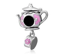 Abalorio de Taza de Plata de Ley 925 con diseño de Taza de café para Pulsera Pandora, Plata esterlina Plata, Sin Piedra