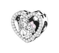 Abalorio en forma de corazón para madre e hija, abalorio para pulsera, compatible con Collar de pulsera Pandora