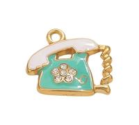 Abalorio en forma de helado, taza, teléfono con acabado brillante para accesorios, colgante de acero inoxidable para llaveros, bolsas, colgante de helado para niños, talla única, como se describe