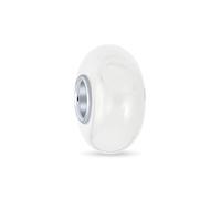Abalorio Espaciador Simple De Vidrio De Murano Blanco Sólido Para Mujer Para Adolescente Compatible Con Pulsera Europea .925 Plata De Ley