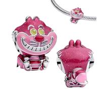 Abalorio gato Cheshire Alicia en el país las maravillas de plata de ley 925,compatible con abalorios Pandora y muchas otras pulseras de abalorios.