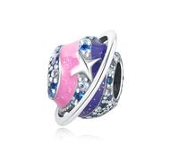 Abalorio multicolor de planeta, accesorio de pulsera de plata de ley 925, compatible con Collar de pulsera Pandora