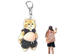 Abalorio para bolsa de gato - Decoraciones de acrílico con diseño de gato con vientre de prensa - de bolsa lindo - Para estudiantes y profesores, mujeres, niñas, cumpleaños, vacaciones y